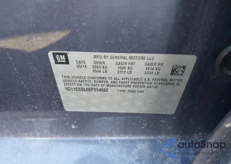 2014 Chevrolet Malibu 1Lt z USA, uszkodzony, nr VIN 1G11C5SL6EF294582